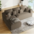 thumbnail image 3 of Wiilayok 110" L-Shape Cloud Sectional Couch with Oversized Chaise,Modern Modular Sofa with Cup Holder and Side Pouch,Comfy Boneless Upholstered Couches for Living Room,Light Brown, 3 of 8