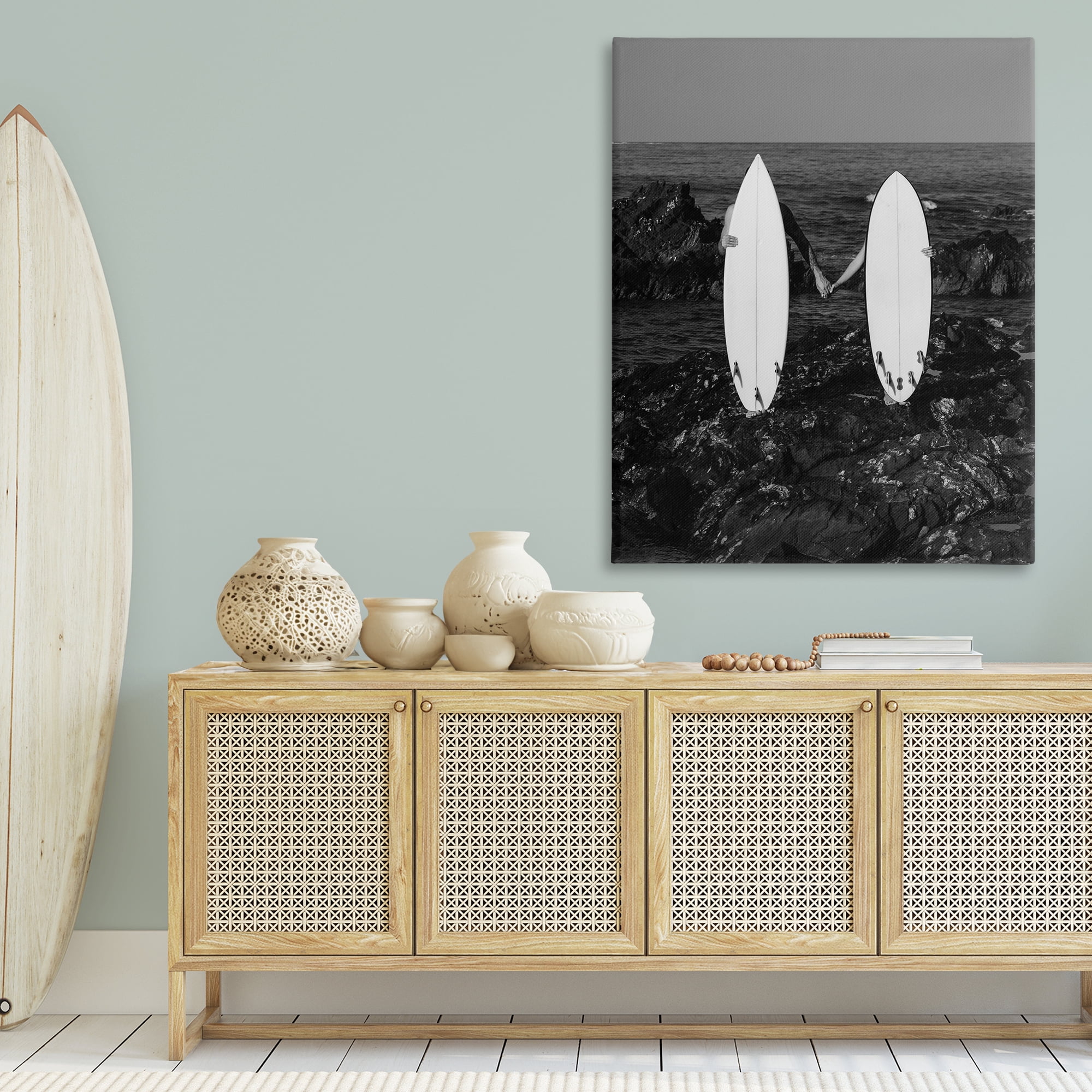 Stupell Industries Romantic Surfer Couple Sports Photography Gallery Wrapped Canvas Art Print Wall Art, 36 x 48