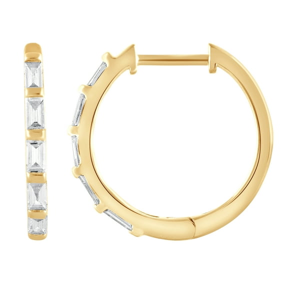 Unique Moments 1/4 Ct Baguette Lab Grown Diamond Hoop Earrings in Silver for Women (J, SI-I1)