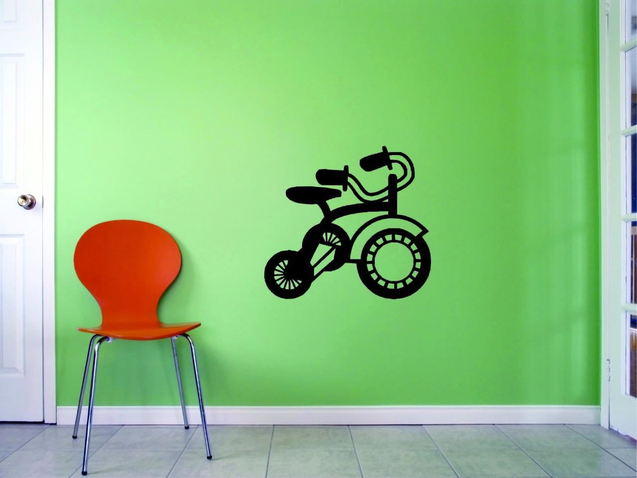Custom Decals Tricycle Wall Art Size 16 X 24 Inches Color Black