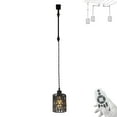 thumbnail image 1 of FSLiving Gimbaled LED Track Light, Adjustable Height H Type Track Lighting Black Twine Natural Rattan Shade with Smart Edison Bulbs, 2200K-6500K with Timer Decorate for Dinning Sloped Ceiling, 1 of 9