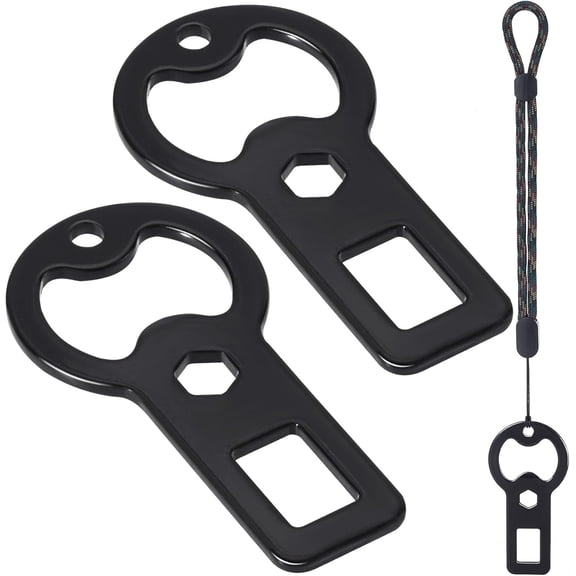 2 Pcs Bottle Opener with Lanyards, Portable Seat Metal Bottle Opener, Stainless Steel Beer Cap Opener Key Chain for Bartender, Bar, Kitchen, Outdoor, Restaurant (Black)