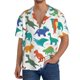thumbnail image 1 of Balery Colorful Dinosaur Camisa Casual de Manga Corta con Botones para Hombre, Texturizada, Estilo Cubano, para Playa, Verano-4X-Large, 1 of 5