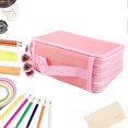thumbnail image 4 of Trousse de transport pour crayons de couleur, grande capacité, 72 compartiments, organiseur multicouche Oxford, rose, 4 of 4