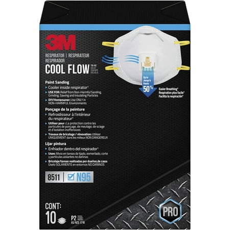 3m Pro Paint Sanding Vented Respirators, 8511, 10 Masks PER BOX (n95)