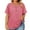 Pink, variant on Plus Size Womens Summer Tops Trendy Button Down V Neck Shirts Short Sleeve Blouses Business Casual Loose Tunics
