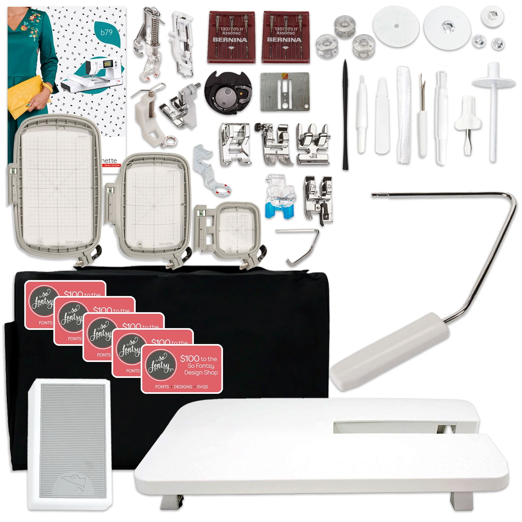 Bernette B79 Sewing & Embroidery Machine Bundle with 130 Thread Spools