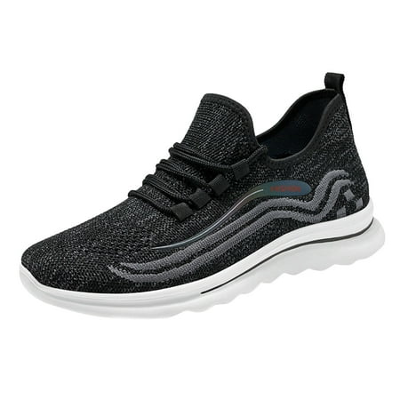 

Luiyenes Fashion Autumn Men Sports Shoes Flat Lightweight Elastic Lace Up Fly Woven Mesh Comfortable Casual Style