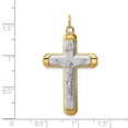 thumbnail image 3 of Sterling Silver Rhodium-plated Satin/Polished Vermeil Corpus Cross Pendant, 3 of 3