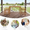 thumbnail image 4 of Costway 5 PCS Acacia Wood Bar Table Set 45" Rectangular Dining Table & 4 Saddle Stools, 4 of 10