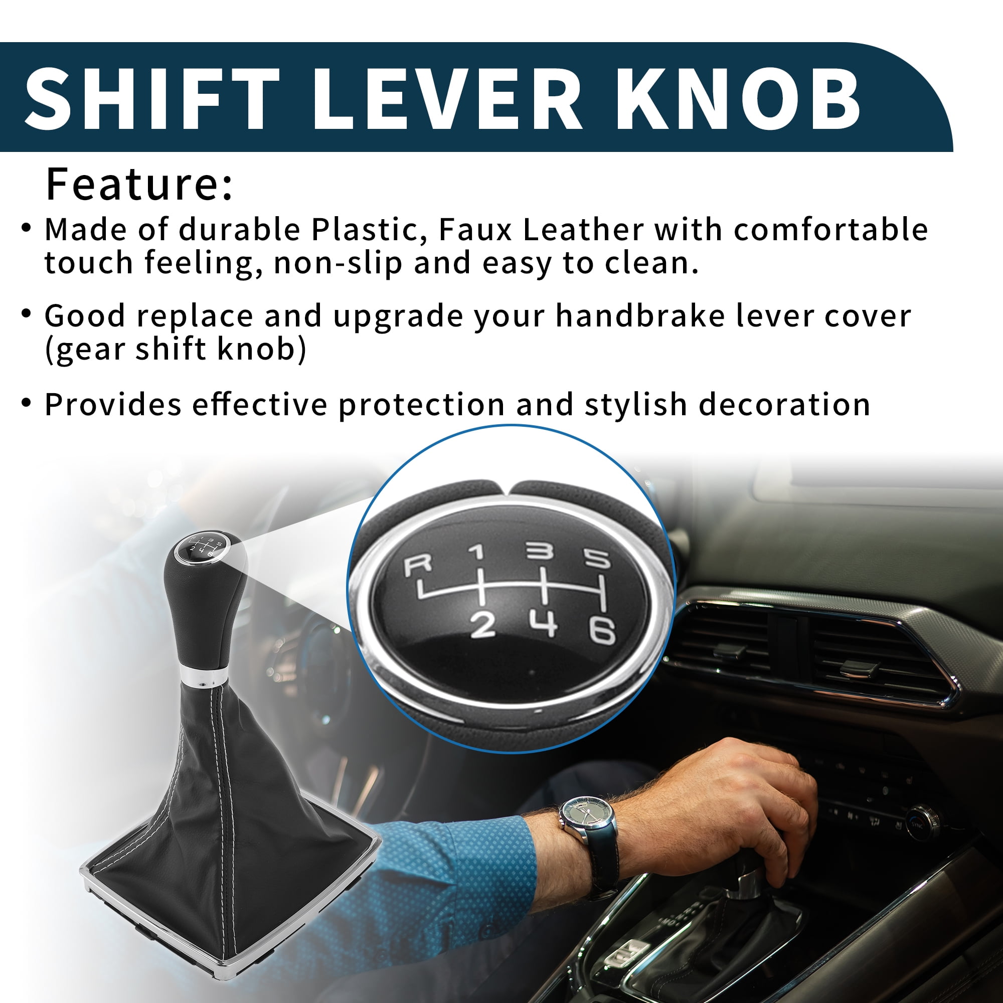Unique Bargains Gear Shift Knob with Cover 6 Speed Manual Stick Shifter Knob for Mercedes-Benz E-Class 2009-2016 Plastic