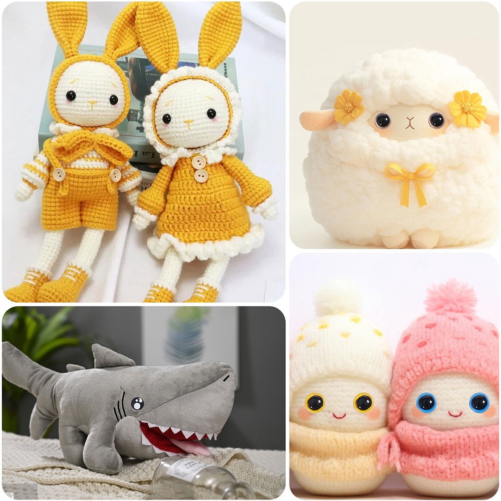 1Set 510Pcs 24 Styles DIY Doll Making Kits Plastic Safety Craft Eyes Nose Spacer Craft Eyes Triangle Nose Amigurumi Eyes for Crochet Stuffed Animals Mixed Color