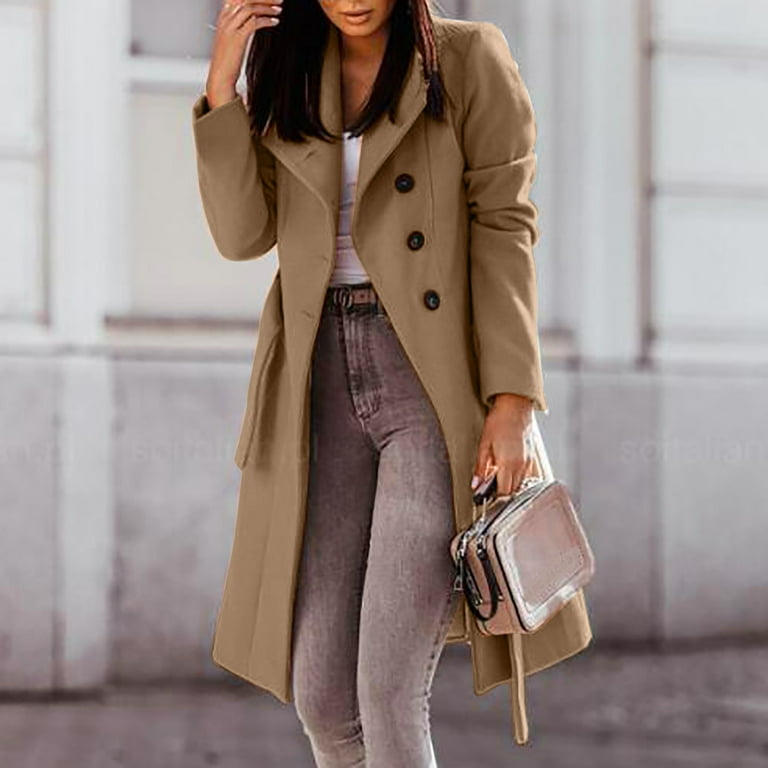 Qiaocaity Womens Fall Fashion Long Trench Coat 2022, Womens Qiaocaity Womens Fall Fashion Long Trench Coat 2022, Womens