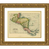 Vintage Maps 18x15 Gold Ornate Wood Framed with Double Matting Museum Art Print Titled - Panama Costa Rica Hondouras Guatamala Salvador British Honduras 1902