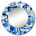 thumbnail image 2 of Designart "Striking Grid Pattern In Cobalt And White" Geometric Blue Large Round Mirror - Round Bedroom Mirror Wall Decor - Modern Round Printed Mirror - 29" x 29", 2 of 6