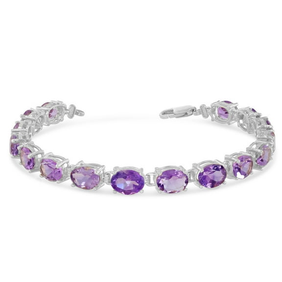 OVAL GENUINE AMETHYST (8 X 6) TENNIS BRACELET IN WHITE GOLD :  10K  6.5"