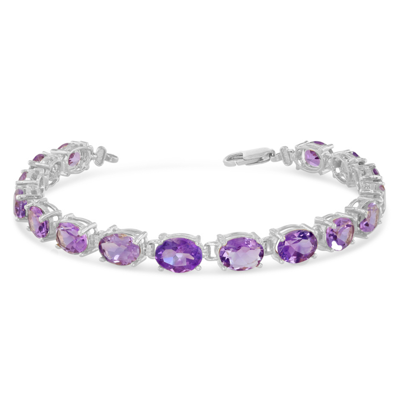 OVAL GENUINE AMETHYST (8 X 6) TENNIS BRACELET IN WHITE GOLD : 10K 7.5"