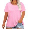 thumbnail image 2 of Htigea Clearance Womens Plus Size Tops Shorts Sleeves Blouses Summer Crewneck Tunic Loose Casual T Shirts Today Sales Pink,XXXL, 2 of 4