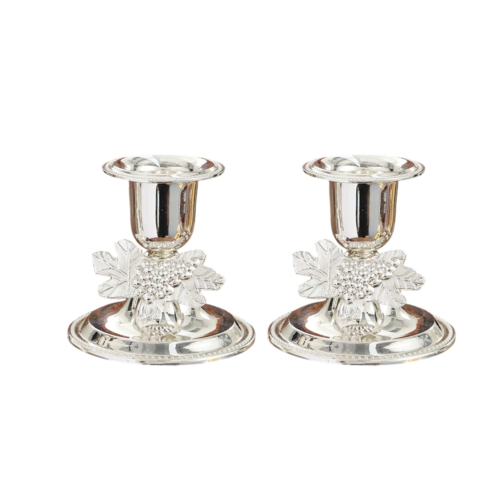 HomeDM 2Pcs Vintage Metal Pillar Candle Holders - Valentine s Day Wedding Table Centerpieces Decor Tealight Candlestick Holders for Special Events Parties