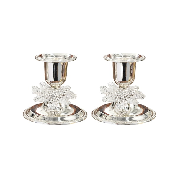 HomeDM 2Pcs Vintage Metal Pillar Candle Holders - Valentine's Day Wedding Table Centerpieces Decor Tealight Candlestick Holders for Special Events, Parties