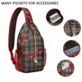 thumbnail image 2 of Sling Backpack,Green and Red Christmas Plaid Pattern Sling Bag with Water Bottle Holder,Waterproof Sling Bag for Men/Women with Headphone Jack for Hiking,Travel, 2 of 6