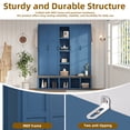 thumbnail image 5 of Farmhouse 4-in-1 Hall Tree with 6 Hooks & Open Storage Compartments, Multi-Functional Shoe Cabinet & Seating Bench for Entryway, Mudroom, Living Room - Durable MDF Construction, Blue, 5 of 9