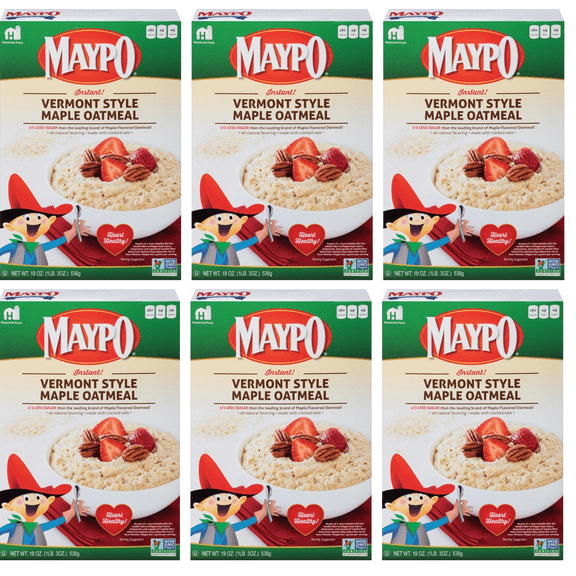MAYPO Instant Maple Oatmeal Cereal Vermont Style, 19 OZ 6 Pack