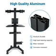 thumbnail image 2 of Yescom Mobile Computer Cart Workstation Dual Monitor on Wheels Adjustable Hospital School Office Black, 2 of 12
