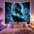thumbnail image 2 of Howling Grey Wolf on Rocky Peak under Full Moon, Dramatic Fantasy for Wildlife Fans, Moonlit Wilderness Art, Housewarming Gift, Tapestry Wall Hanging for Bedroom and Den, 2 of 7