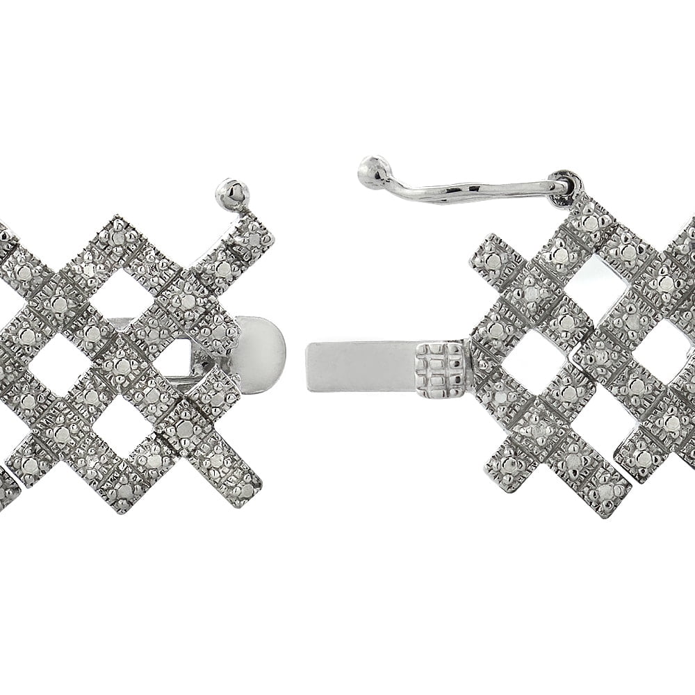 Silver Tone 2 Ct Diamond Criss-Cross Bracelet