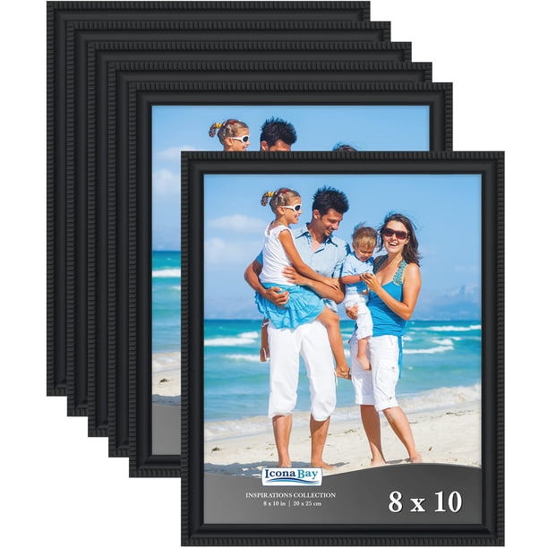 Icona Bay Marcos De Fotos De 8 X 10 (Negro, Paquete De 6) Con Molduras Bellamente Detalladas, Juego De Marcos De Fotos Contemporáneos, Montaje En Pared O Mesa, Colección Inspirations