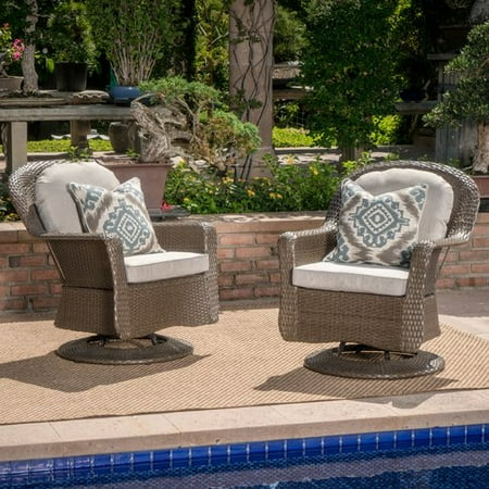 Darby Home Co Middletown Modern Outdoor Wicker Swivel Club Patio Darby Home Co Middletown Modern Outdoor Wicker Swivel Club Patio Chair With Cushions Set Of 2 Com