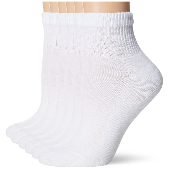 Ankle Socks Womens 6-Pack Hanes Ultimate White Black ComfortSort Cushion sz 8-12