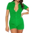 thumbnail image 1 of VISgogo Mono para Mujer, Manga Corta Color Sólido Rayas Texturizadas Slim Fitting Body Short Playsuit VISgogo  moda, 1 of 4