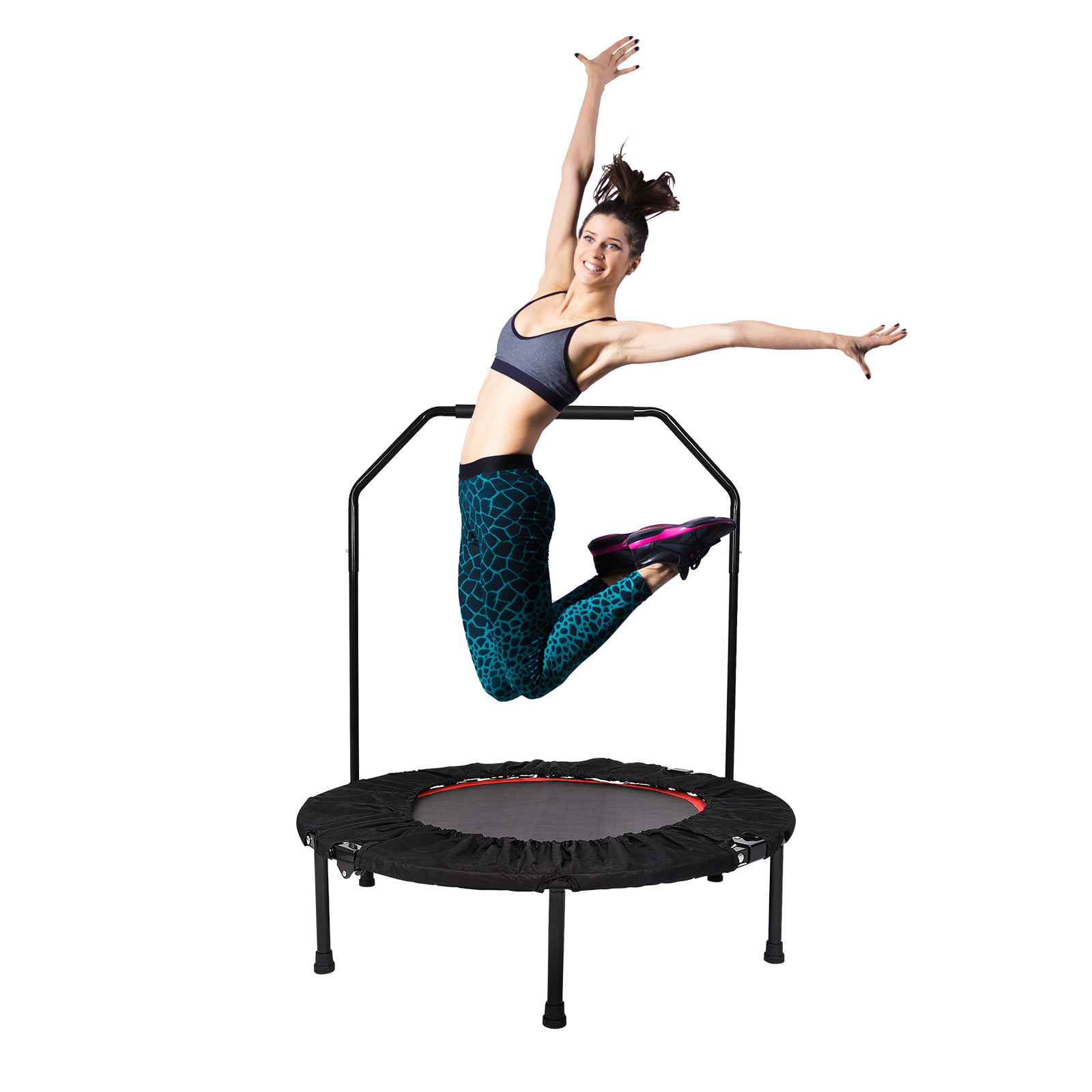 FitnessClub 40" Mini Rebounder Trampoline Jump Workout Exercise W/Hand Rail 