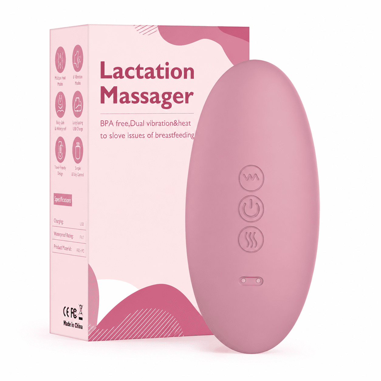 INSMART Lactation Massager for Breastfeeding Moms, 3 Heat Levels 10 Vibration Modes, Compatible with Various Breast Pumps & Nursing Pumping Bra