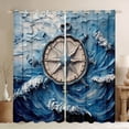 thumbnail image 1 of Erosebridal Rideaux à Roue Nautique pour Salon, Rideaux Occultants Bleu Marine 30 %-50 % Ensemble de 2 (42x84), Décor de Chambre Vagues de Mer, 1 of 5