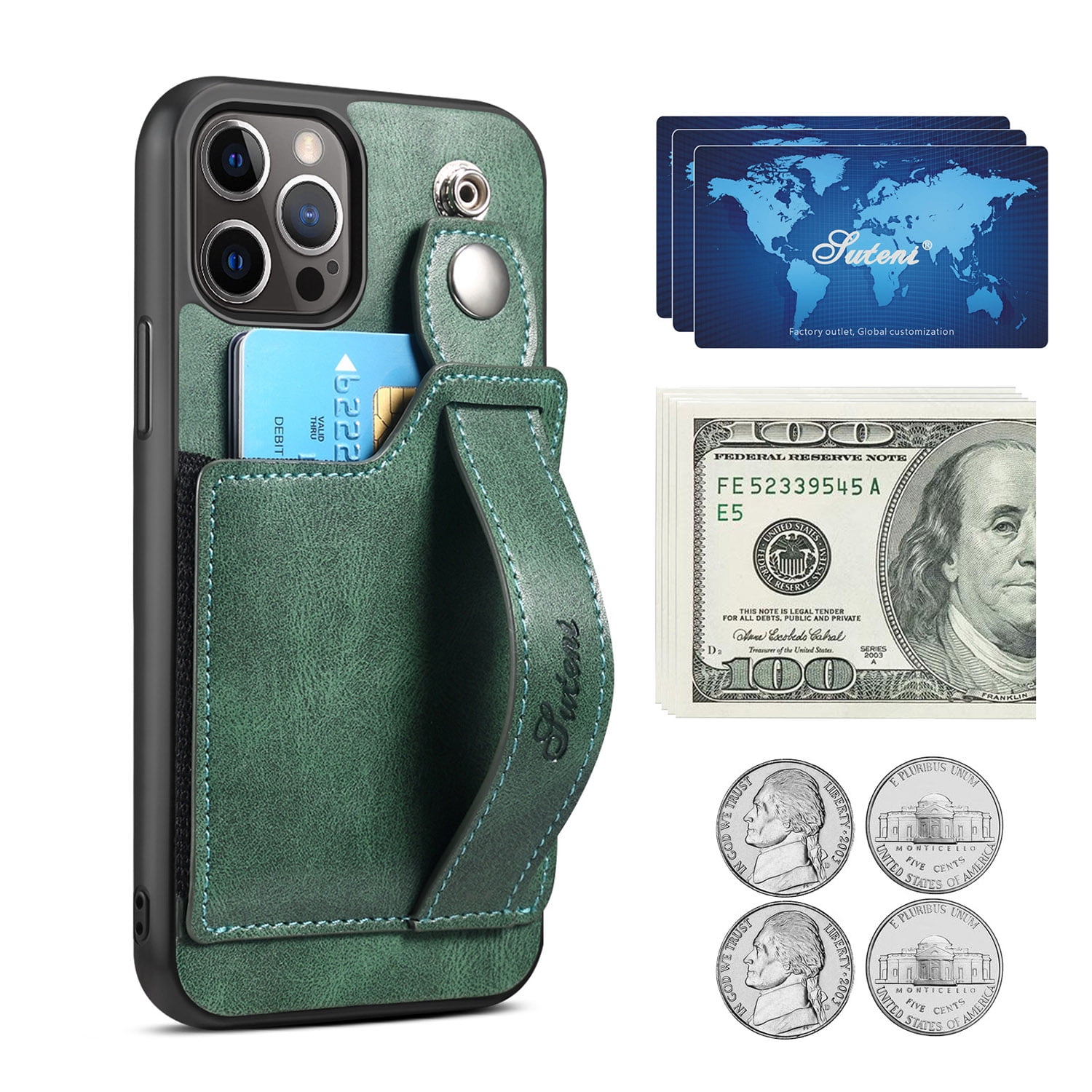  BUSDOG Compatible with iPhone 14 Pro Max Wallet Case