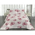 thumbnail image 2 of Ambesonne Flowers Boho Quilted Bedspread Set 3 Pcs, Vintage Rose Floral, Twin, Pale Pink and Dark Pink, 2 of 4