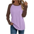 thumbnail image 2 of Fashion Plus Size Tops for Womens Fall Long Sleeved Round Neck Solid Color Top/shirt, 2 of 6