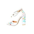 thumbnail image 2 of Mikilon Women's Ethnic Suede Embroidered Ankle Strap High Heel Chunky Sandals, 2 of 9