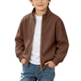 thumbnail image 3 of VIPOIN Kids Boys Girls Solid Color Zipper Stand Collar Coat Sports Large Size Casual Long Sleeve Corduroy Winter Jacket, 3 of 8