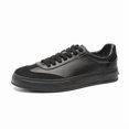 thumbnail image 2 of Men's All-Black Minimalist Mixed-Material Sneakers, Casual Monochrome Shoes, 2 of 10