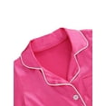 thumbnail image 5 of Cjfdfy Toddler Baby Girl Boy Silk Stain Pajamas Set Kids Girls Boys PJS Set Sleepwear Summer Fall Clothes Solid Short Sleeve Button Down Shirt with Shorts Set Loungewear Homewear 1-7Y, 5 of 8