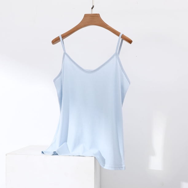 Camisola de manga corta para mujer, de color liso, con cuello en V, para exteriores, ropa interior básica, para decoración del hogar, pijama sin mangas de algodón.