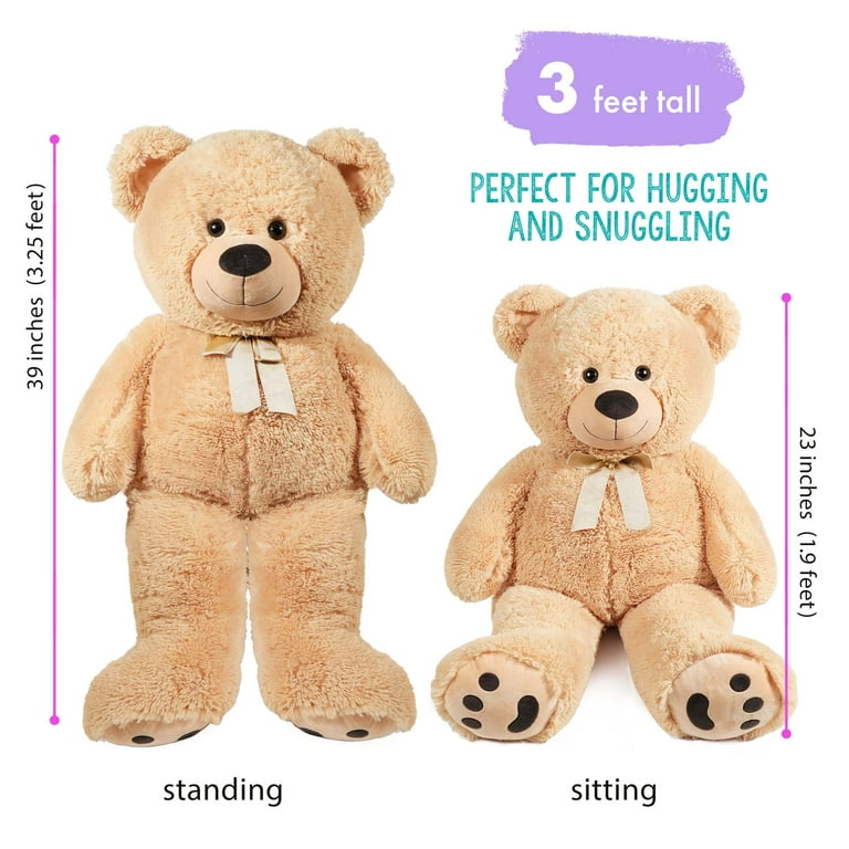 LotFancy Teddy Bear Stuffed Animals, 20 inch Soft Cuddly Stuffed Plush  Bear, Cute Stuffed Animals Toy with Footprints, Gifts for Kids Baby  Toddlers on