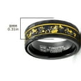 thumbnail image 3 of Metal Masters Tungsten Carbide Mens Ring Wedding Band Gold Flakes Meteorite Shavings Hammered 8mm Comfort-Fit Black, 3 of 4