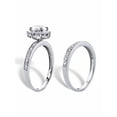 thumbnail image 2 of PalmBeach Jewelry Created White Sapphire and Genuine Diamond and 2-Piece Halo Wedding Ring Set 1.93 TCW in Platinum-plated Sterling Silver, 2 of 5