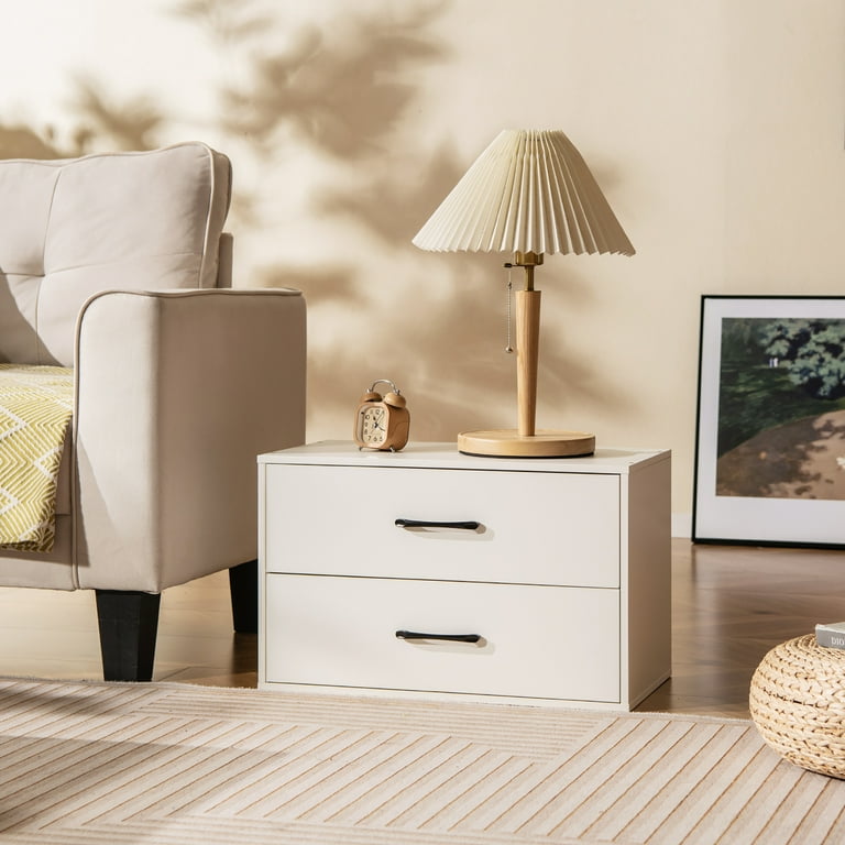 Gymax Stackable 2-Drawer Dresser Multi-Purpose Wooden Storage Cube