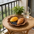 thumbnail image 7 of Oggfader Woven Storage Basket Large Flower Shaped Tray Plastic Imitation Rattan Bread Basket for Kitchen Counter Decorative Farmhouse Organizer Brown, 7 of 7